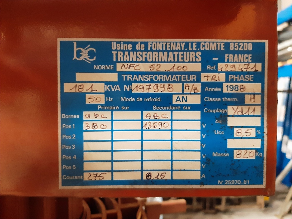 Three-phase transformer 380V / 12kV